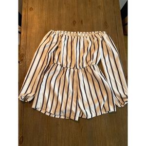 Missguided white and black stripped romper